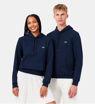 Sweatshirt à capuche molleton imprimé - Lacoste - Bleu marine