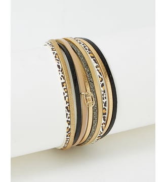 bracelet cuirs Malicieux Black Léo - Flowers for Zoe - Noir