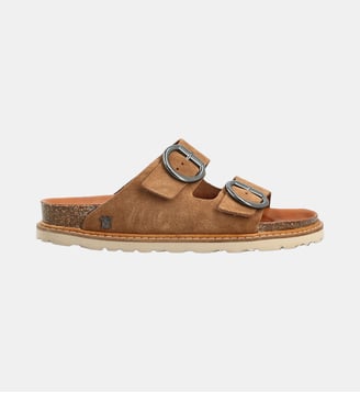 Sandale madrid - cuir velours - Colisée Paris - Camel