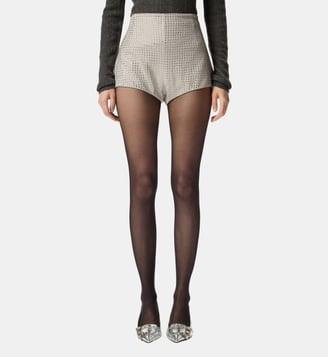 Short taille haute à strass - Pinko - Gris