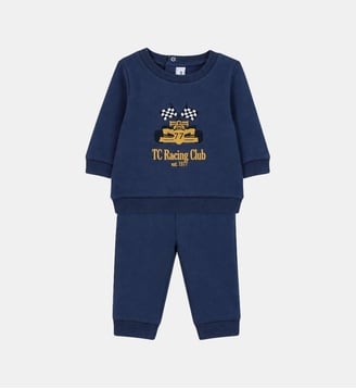 Ensemble Jogging -  coton imprimé racing club - Tartine Et Chocolat - Marine