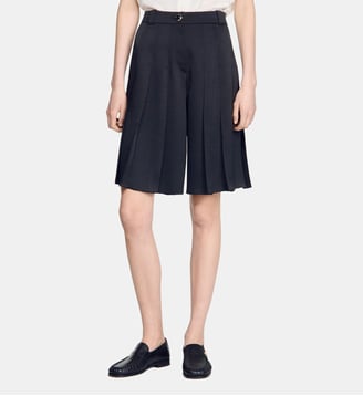 Short long taille haute à plis - Sandro - Noir
