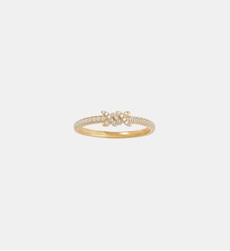 Bague Fine Barbelé Pavée - Djula - Or jaune