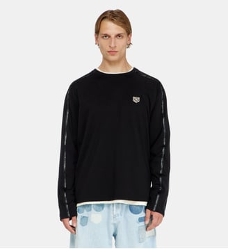 T-shirt à manches longues avec finitions ton sur ton - Diesel - Noir
