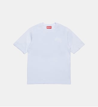 T-shirt avec maxi logo Oval D - Diesel Kids - Blanc