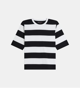 t-shirt en coton à rayures - Agnès b. - Noir et blanc
