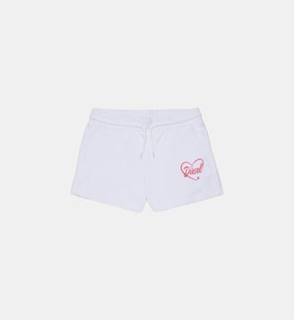Short en molleton avec logo - Diesel Kids - Blanc