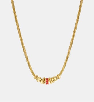 Collier ajustable   doré à l'or fin - Alicudi - Satellite - Rouge