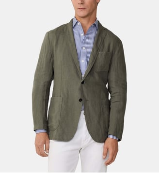 Blazer Léger En Lin - Hackett London - Kaki