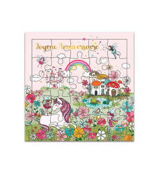 Carte Puzzle Joyeux Anniversaire Fees - Cartesdart - Multicolore