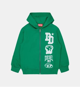 Sweat zippé avec logo - Diesel Kids - Vert joyeux
