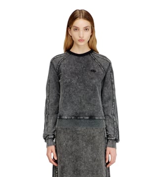 Sweat-shirt avec bandes et broderie Oval D - Diesel - Gris foncé