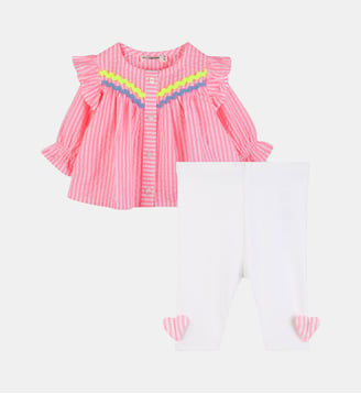 Chemisier et legging ensemble - Billieblush - Rose fluo blanc