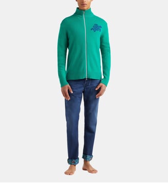 Cardigan en laine et cachemire à fermeture zippée - Vilebrequin - Chlorophyle