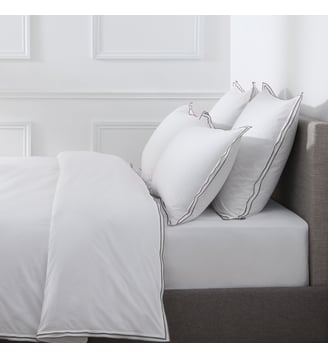 Housse De Couette Pure White Percale Lavée   Finition - Drouault - Blanc gris
