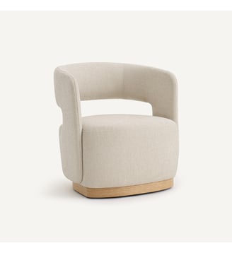 Fauteuil pivotant, en plaqué chêne et tissu texturé - AM.PM - Ficelle