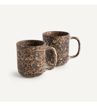 Lot de 2 mugs en grès émaillé mat - AM.PM - Marron et blanc