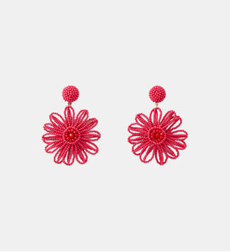 Boucles d'oreilles fleurs en perles de rocaille - Balaboosté - Fuchsia
