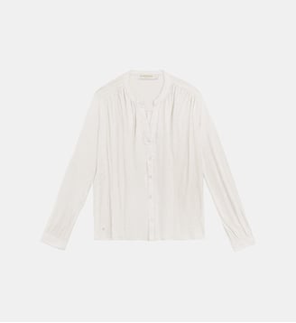 Blouse manches longues col v uni BRADLEY - La Petite Etoile - Écru