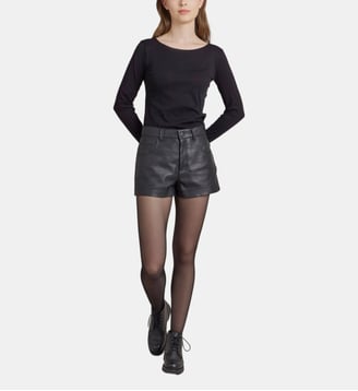 short en cuir noir - Agnès b. - Noir