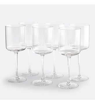 Lot de 6 verres à vin en verre strié - La Redoute Interieurs - Transparent