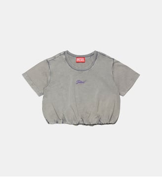 T-shirt courte avec logo brodé - Diesel Kids - Argent