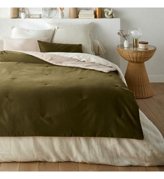 Edredon matelassé velours coton lin uni La Redoute Interieurs
