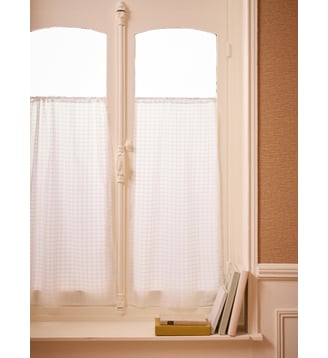Brise-bise voile motif carreaux ton sur ton - Cyrillus - Blanc