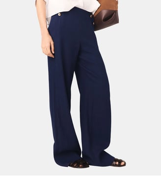 Pantalon à pont en lin mélangé - Maje - Marine