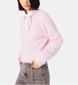 Pull à col bijou - Maje - Rose
