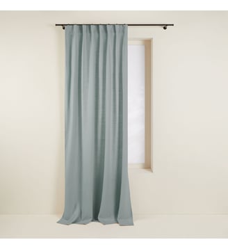 Rideau À Galon Fronceur Tamisant Lin épais 100% - Madura - Vert de gris