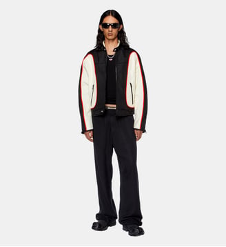 Veste biker en nylon color-block - Diesel - Noir et blanc
