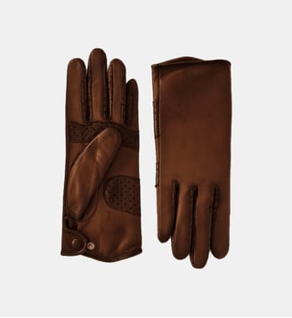 Gants Amal Femme Cuir Doublés Soie - Agnelle - Whisky patine