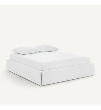Cadre de lit déhoussable, fonction coffre, avec sommier assemblé - AM.PM - Blanc