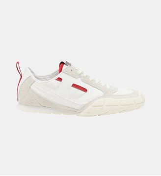 S-Pagodha-Sneakers en cuir, suède et tissu indéchirable - Diesel - Blanc et rouge