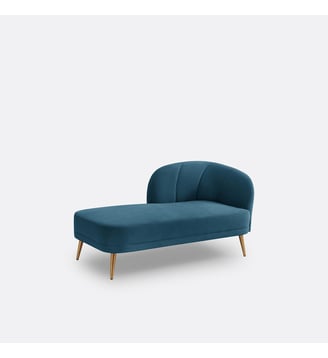 Méridienne velours, gauche - La Redoute Interieurs - Bleu de prusse
