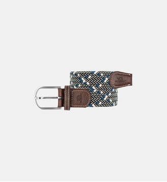 Ceinture tressée élastique Cusco - Billybelt - Gris, blanc et bleu