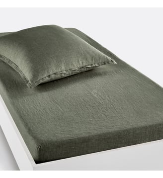 Drap housse enfant lin lavé, bonnet 30cm La Redoute Interieurs