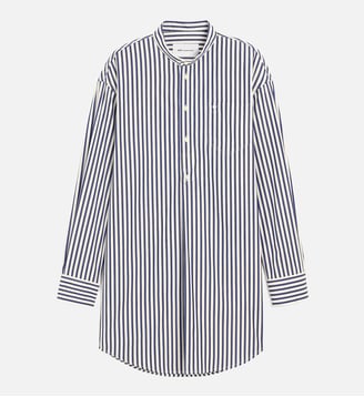 Robe tunique unisexe en coton col mao - AMI Paris - Bleu roi et blanc
