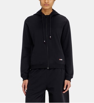Sweat à capuche en mélange de coton gratté - Diesel - Noir