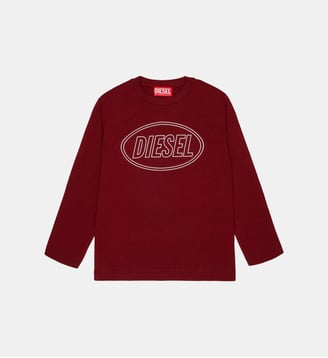 T-shirt à manches longues avec logo - Diesel Kids - Bordeaux