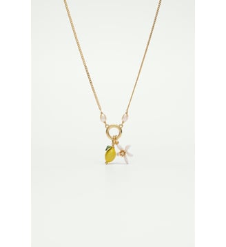 Collier pendentif citron et fleur de citronnier - Les Néréides - Jaune