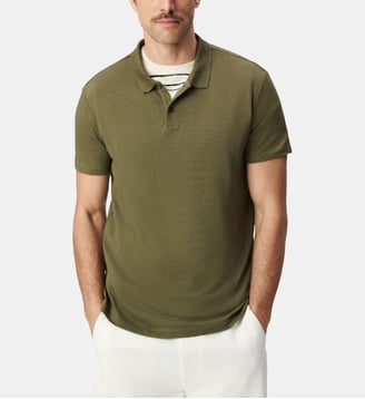 Polo manches courtes coton modal - Ikks - Kaki