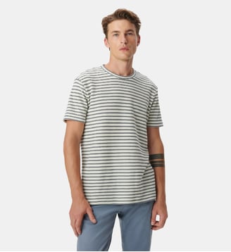 Tee-shirt maille gaufrée motif rayures - Ikks - Écru