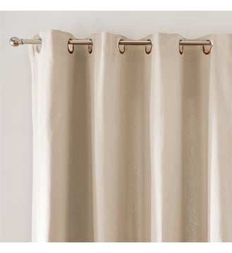 Rideau uni coton natté oeillet Panama - La Redoute Interieurs - Beige