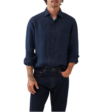 Chemise effet denim slim en lin manches longues Kingswell - Rodd & Gunn - Raw indigo