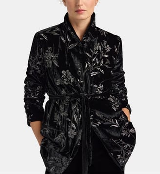 Veste dahlia en velours brodé - Momonì - Noir