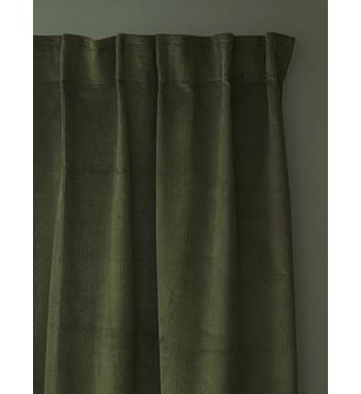 Rideau en velours côtelé à ruflettes - Cyrillus - Vert foncé