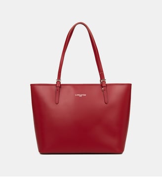 Grand sac cabas épaule Smooth en cuir - Lancaster - Rouge foncé