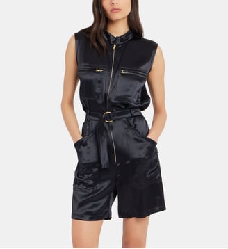 combishort en satin noir - Agnès b. - Noir